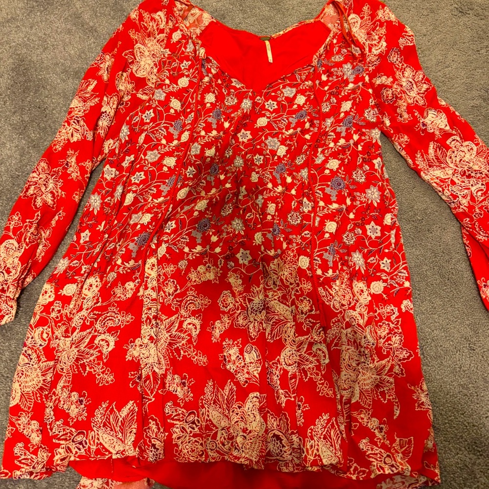 Red Free People Floral Dress